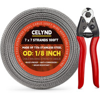 Celynd Stainless Steel Cable For Railing - 100Ft 1/8"" T316 Wire Rope Cable For Deck Railings System Kit