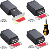 Magnetic Push To Open Cabinet Hardware Cbrive 4Pack Heavy Duty Push Latch & Lock For Hidden Door Touch Latches And Catch Magnet Push Release Drawer Pull Tip On Rv Closet Close Strong Pop Out  Black