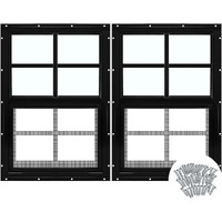 Tandefio 2 Pcs 12'' X 18'' Black Flush Mount Shed Window With Tempered Glass And Screen Household Windows Sliding Windows With Vertical Slider And Screws For Chicken Coop Sheds Barns