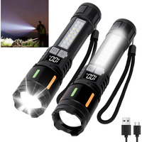 Peascat Flashlights High Lumens Rechargeable 2 Packs  990 000 Lumens Led Battery Powered Tactical Handheld Flashlight With 5 Modes  Cob Side Light  Usb C  Zoomable  Waterproof For Outdoor Emergencies