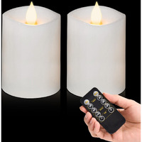 Milysoek 3X4 Flickering Flameless Candles Set Of 2 Real Wax Pillar Led Candles Battery Candles With Timer 4 Inch Flameless Candles With Remote Battery Powered Candles For Holiday Home Decor White