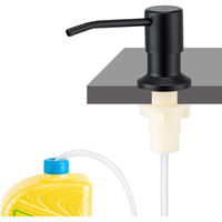 Husfunov Soap Dispenser For Kitchen Sink  Built In Sink Soap Dispenser (Matte Black)  Countertop Dish Soap Dispenser Stainless Steel Pump With 47"" Extension Tube Kit  No Need To Frequent Refills