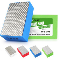 Workease Diamond Hand Polishing Pads  4Pcs Diamond Sanding Block 60/120/240/400 Grit Diamond Hand Pads Foam Backing For Tile Glass Stone Marble Granite Ceramics Metal Wet&Dry