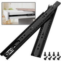 Baidice 1 Pair Full Extension Ball Bearing Drawer Slides 8 10 12 14 16 18 20 22 24 Inch 100 Lb Load Capacity Side Mount File Cabinet Rails Dresser Metal Runner Trash Can Kitchen (8 Inch  Black)