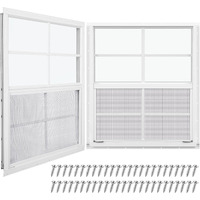 Tandefio 2 Pcs 18''X23'' White Flush Mount Shed Window With Tempered Glass And Screen Household Windows Sliding Windows With Vertical Slider And Screws For Chicken Coop Sheds Barns