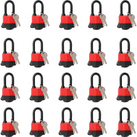 Heavy Duty Covered Laminated Steel Keyed Padlocks  Keyed Alike Locks  Waterproof Padlock For Outdoor Use  1-9/16 Inch Wide Body  Long Shackle-Pack Of 20