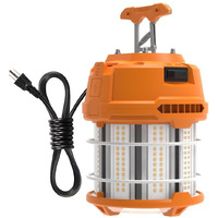 Hyperlite Led Temporary Work Light 60W 7500Lm 200W Hid/Hps 5000K  Portable Hanging Construction Light With Stainless Steel Safety Guard And Sturdy Hook For Job Site  Workshop(With An On/Off Switch)