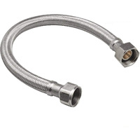 Ez-Fluid 18-Inch Braided Flexible Stainless Steel Water Heater Connector For Female Iron Water Pipes Fitting  3/4-Inch Fip X 3/4-Inch Fip