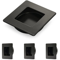 Homotek 4 Pack 2-3/4 Inch Square Recessed Sliding Closet Door Finger Pulls  Diameter 2-3/8 Inch(60Mm) Stainless Steel Flush Handles For Pocket Door  Bypass Barn Door Drawer Pulls(Black)