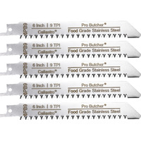 Caliastro 6-Inch Stainless Steel Frozen Meat Bone Cutting Saw Blades For Reciprocating And Sawzall Saws 5-Pack