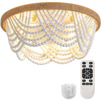 Liokoc Ceiling Fans With Lights And Remote - Bulbs Included  Caged Fandelier With Handcrafted Beaded D?Cor 19 Inches Reversible Flush Mount Installation Ceiling Fan  White
