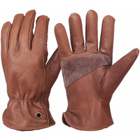 Nbleaglo Retro Brown Cowhide Leather Work Gloves For Construction  Yardwork  Gardening With Reinforced Palm For Men & Women (Brown  2X-Large)