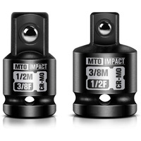 Mto 2-Piece Impact Socket Adapter And Reducer Set  1/2"" Female To 3/8"" Male Reducer  3/8  Female To 1/2  Male Adapter  Chrome Molybdenum Alloy Steel