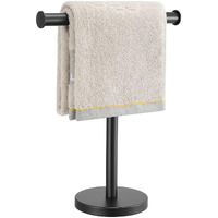 Zitalupy T-Shape Bath Hand Towel Holder Standing  Sus304 Stainless Steel Matte Black T-Shape Towel Bar Rack Stand With Heavy Base  Tower Bar For Bathroom Kitchen & Countertop