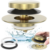 Brushed Gold Upgraded Tip Toe Tub Stopper  Universal Pop Up Bathtub Drains Plug  Bathroom Bath Tub Drain Stoppers  Replaces Lift And Turn  Tip-Toe And Trip Lever Drains For Tub  Easy Install