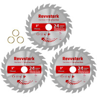 3 Pack 3 Inch Carbide Circular Saw Blade 24 Tooth For Wood  Plastic  Pcv  Acrylic  Aluminum With 7/16"" Arbor  3/8"" Bushing  Fit Dewalt Craftsman Ryobi Milwaukee