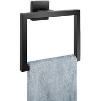 Matte Black Towel Ring Square Hand Towel Holder Towel Hanger  Bathroom Hardware Accessories Sus 304 Stainless Steel Wall-Mounted