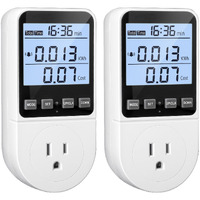 2 Pack Upgraded Watt Meter  Power Meter Plug Electricity Usage Monitor  Home Energy Monitor Consumption  Meter Sockets With Backlight  Overload Protection  8 Modes Display