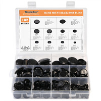 182Pcs Auto Body Black Plastic Hole Plug Button And Flush Mount Sheet Metal Plug Assortment Kit Fit Hole Sizes 1/4  3/8  1/2  5/8  11/16  3/4  7/8  15/16 Inch Hole Cap Assorted Set