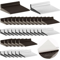 Pangda 50 Pcs Door Corner Seal  Self Adhesive Frame Door Corner Seals Raised Behind Weatherstripping For Noise Isolation And Weather Protection 2 X 1.8 X 1 Inch (Brown White)