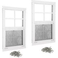 Shed Windows 2 Pack 14"" W X 21"" H Flush Mount White Window With Tempered Glass And Fiberglass Screen Sliding Windows With Vertical Slider And Screws For Sheds Chicken Coop  Playhouse Garbage Room Etc