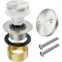 Yaseingoo Brushed Nickel Bathtub Drain Stopper And Overflow Kit  Solid Brass Tip-Toe Bath Tub Drain With Hair Catcher - Universal Coarse/Fine Thread  Bathroom Bathtub Plug Replacement  11.5/16 Unc