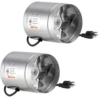 Ipower 6 Inch 240 Cfm Booster Fan Inline Duct Vent Blower For Intake 5.5' Grounded Power Cord And Hvac Exhaust  Low Noise  2-Pack  Grey