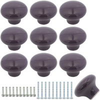 Joyangy 10Pack Ceramic Cabinet Knobs  1.26Inch/32Mm Dark Purple Round Drawer Dresser Knob Pulls Handle With Screws  For Kitchen Cupboards Wardrobes Children's Rooms Bedroom Furniture Office Desks