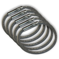 Cdm Supply 5.5"" Clear Nylon Coated Stainless Steel Locking Wire Ring  Heavy Duty Aircraft Cable  Tamper Proof Seal  Crimp Wire Key Ring Loop  100 Pack