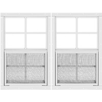 2 Pack Shed Window 21"" H X 14"" W  White Flush Mount Window With Tempered Glass And Removable Screen For Playhouses  Sheds  Garage And Chicken Coops