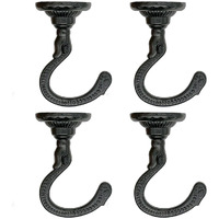 Evsteluo Large Swag Ceiling Heavy-Duty Hooks With Complete Hardware Kit - Ideal For Hanging Plants  Ceiling & Drywall Installation (4 Sets Black)