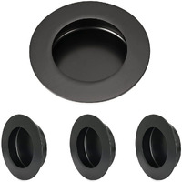 Homotek 4 Pack Round Sliding Closet Door Handles Diameter 2-1/2 In(65Mm) Black Flush Pocket Pulls Recessed Bypass Door Handles  Stainless Steel Barn Door Finger Pull Set