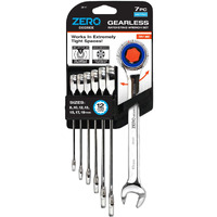 Zero Degree 38141 Ultra-Precise 7-Piece Gearless Ratchet Wrench Set - Nickel Plated High-Carbon Steel With Asme Certified Torque - Durable & Rust-Resistant - Perfect For Tight Spaces  Metric