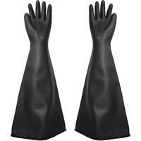 Holdwin Heavy Duty Sandblasting Gloves: 27.5"" Rubber Gloves For Sandblaster Protective Safety Work - Black Striped