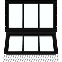 Tandefio 2 Pack 10'' X 18'' Black Basement Garage Door Flush Mount Shed Window With Tempered Glass Household Windows With Srews For Chicken Coop Sheds Barns Playhouse