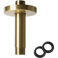 4 Inch Shower Arm With Flange  Ceiling Mounted Shower Head Extension Arm  1/2 Npt Straight Arm For Rain Shower Head  Stainless Steel Shower Head Extension Replacement Pipe Arm  Brusheed Gold