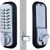 Jounjip Deadbolt Keyless Entry Door Lock [Need To Enter Code When Locking] - 100% Mechanical Deadbolt Lock With Thumb Turn Door Knob  Flat Spindle - Satin Chrome