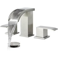 Gotonovo Waterfall 8 Inch Widespread Bathroom Faucet Set Bathroom Sink Faucet 3 Hole 2 Handle Vanity Lavatory Deck Mount With Pop Up Drain And Water Supply Lines Square Body Brushed Nickel