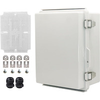 Yetlebox Waterproof Electrical Box With Mounting Plate  Ip67 Junction Box Stainless Steel Latch Hinged Grey Cover Project Enclosure With Wall Bracket And 2 Glands 8.3"" X 6.3"" X 3.9""