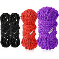 Bavihor Silk Rope  Skin Friendly Soft Rope Durable  32 Feet 8 Mm Multipurpose Long Satin Braided Twisted Rope (2X8Ft Black+16Ft Red+32Ft Purple)