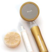 Barumi Pluo Handheld Filtered Shower Head - Gold | Vitamin C Filter For Healthy Skin & Hair | High Pressure Soft Spray | Dual Filtration Removes Chlorine & Impurities | Gentle Shower For Pets