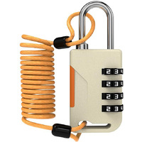 Up Security Ski Lock  Small Combination Lock With Retractable Cable (36In)  Combo Cable Padlocks For Outdoor Use  Snowboard  Travel Luggage  Suitcase  Backpack  Bike  Motorcycle Helmet (Golden)