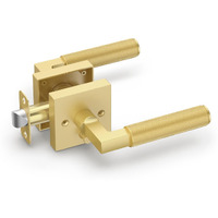 Asidrama 1 Pack Gold Privacy Door Handles  Door Lever With Door Knobs Indoor For Bedroom Or Bathroom  Heavy Duty Door Handles Interior With Locks For Left Right Sided Doors