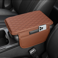Upgraded Car Center Console Cover Microfiber Leather Car Armrest Cover Cushion With 2 Storage Bags Universal Car Armrest Storage Box Car Accessories For Most Vehicles (Brown)