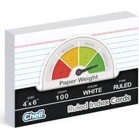 Chell Thick Ruled Index Cards 4X6 Inch Heavyweight  100 Count  Ruled Front And Blank Back  74 Lb. Cover Weight  White