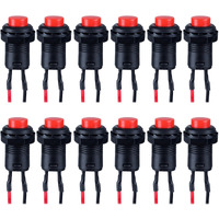 Dmwd 12-Pack 12Mm Mini Momentary Push Button Switch Ac 250V/1.5A 125V/3A (On)-Off 2Pins With Pre-Soldered Wire Spst Normal Open 1No Micro Switch (12Pcs Red)