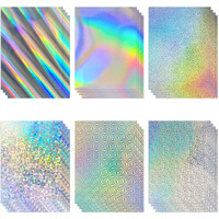 24 Sheets Holographic Cardstock 8.5 X 11In  250Gsm/92Lb 6 Mixed Styles Metallic Cardstock Shiny Iridescent Mirror Paper Thick Foil Board For Scrapbook Card Making Crafts Party Decoration (Laser Color)