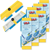 Lola Products Squeeze Matic Butterfly Sponge Mop Refill  9""  Replacement Head  Floor Cleaning  Comparable W/ Quickie Type S Sponge Mop Refill  6 Pack