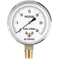 Sctsnsr 0 To 30 Inches Of Water Column Pressure Gauge  Capsule Measurement System  2.5 Inch Dial  1/4"" Npt Lower Mount  Chrome Plated Case  For Gas Line  Regulator  Air  Low Pressure Test