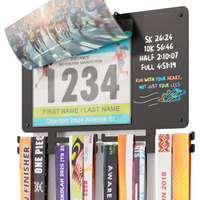Blaubeck Medal Hanger Display For Runners  Marathon Medal Holder Display Wall Hanger And Race Bib Boards Holder With Chalkboard Marker - Holds Up To 50 Medals  40 Race Bibs